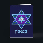 Cartão De Festividades Hanukkah Peace Art<br><div class="desc">Blues de todos os tons,  lilás e lavandas em forma de flor com uma estrela com seis lados no centro é uma forma excelente de celebrar Chanucá e expressar sua individualidade ao mesmo tempo.</div>