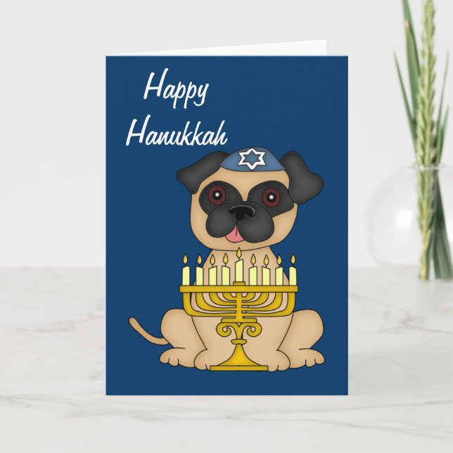 Cartão De Festividades Hanukkah Pug Dog (Frente)