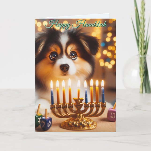 Cartão De Festividades Hanukkah Puppy (Frente)