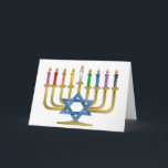 Cartão De Festividades Hanukkah Rainbow Candles Dourados Menorah<br><div class="desc">Você está vendo The Lee Hiller Designs Collection of Home and Office Decor,  Roupa,  Gifts and Coleções. As Designs incluem Lee Hiller Photoographic e Mixed Media Digital Art Collection. Você pode ver sua fotografia da Nature em http://HikeOurPlanet.com/ e seguir seu blog de caminhada no Hot Primavera National Park.</div>