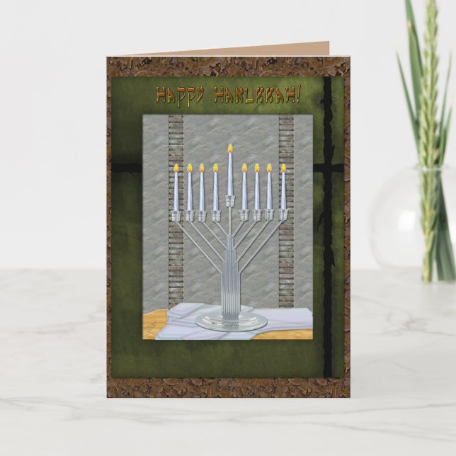 Cartão De Festividades Hanukkah Rustic Art Deco MashUp (Personalized) (Frente)