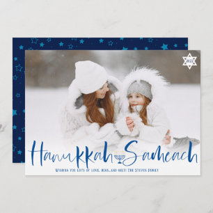 Cartão De Festividades Hanukkah Sameach overlay script menorah
