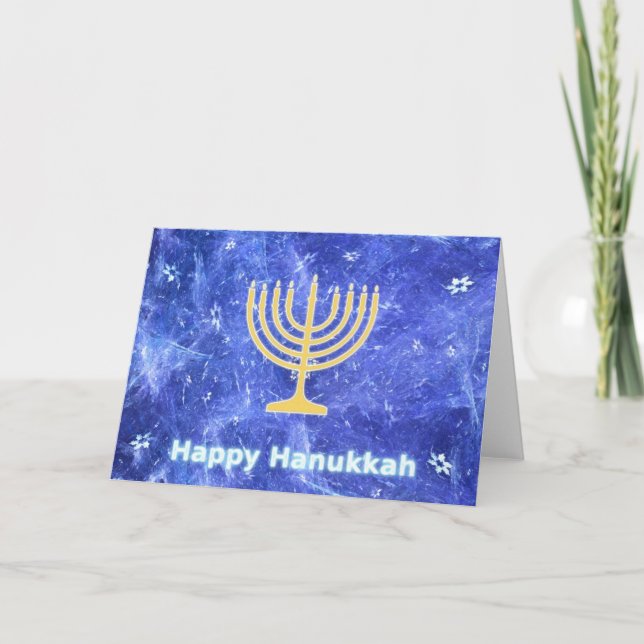 Cartão De Festividades Hanukkah Snowstorm Menorah (Frente)