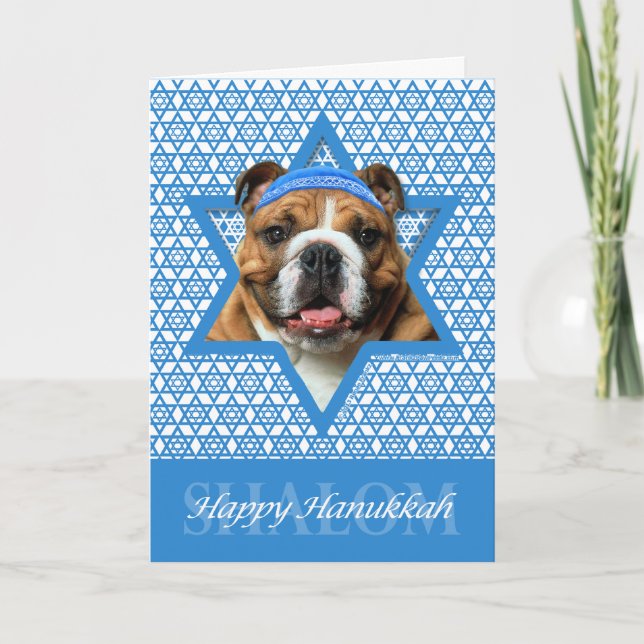 Cartão De Festividades Hanukkah Star de David - Bulldog (Frente)