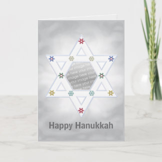 Cartão De Festividades Hanukkah Star e Snowflakes Silver para Foto