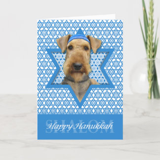 Cartão De Festividades Hanukkah Star of David - Airedale Terrier
