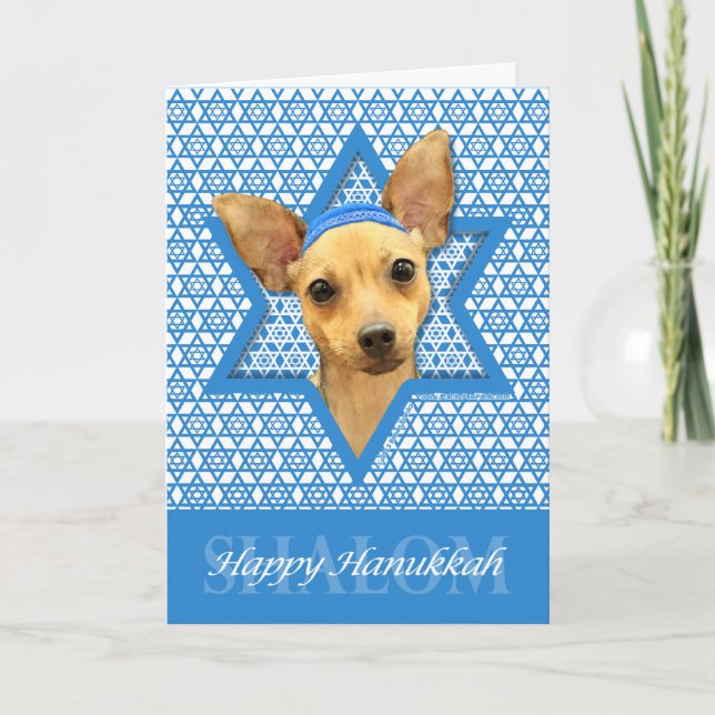 Cartão De Festividades Hanukkah Star of David - Chihuahua (Frente)