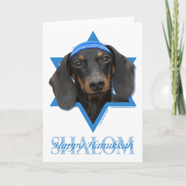 Cartão De Festividades Hanukkah Star of David - Dachshund - Winston (Frente)