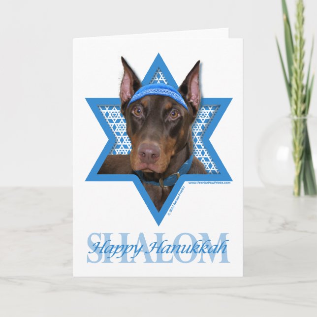 Cartão De Festividades Hanukkah Star of David - Doberman - Rocky (Frente)