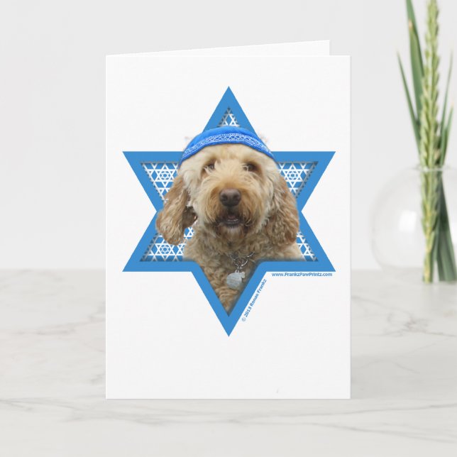 Cartão De Festividades Hanukkah Star of David - GoldenDoodle (Frente)