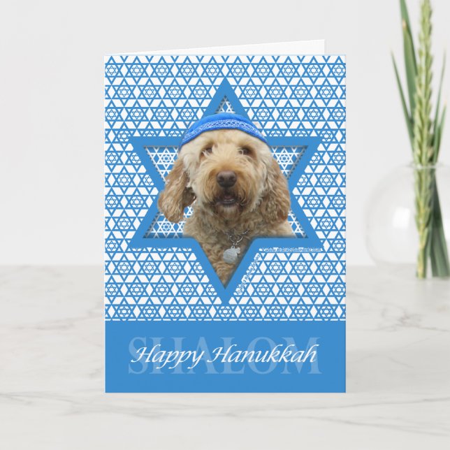 Cartão De Festividades Hanukkah Star of David - GoldenDoodle (Frente)