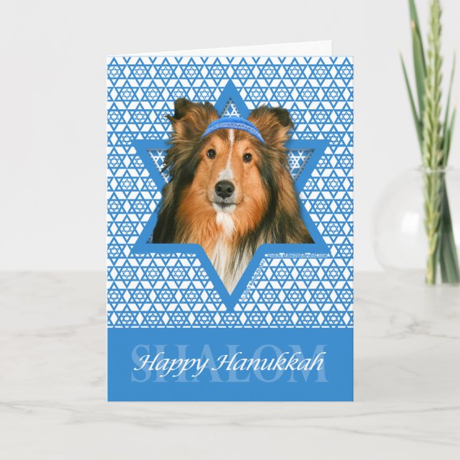 Cartão De Festividades Hanukkah Star of David - Sheltie (Frente)