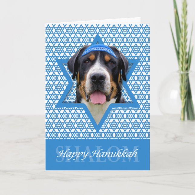 Cartão De Festividades Hanukkah Star of David - Swiss Mountain Dog (Frente)