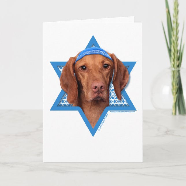 Cartão De Festividades Hanukkah Star of David - Vizsla - Reagan (Frente)