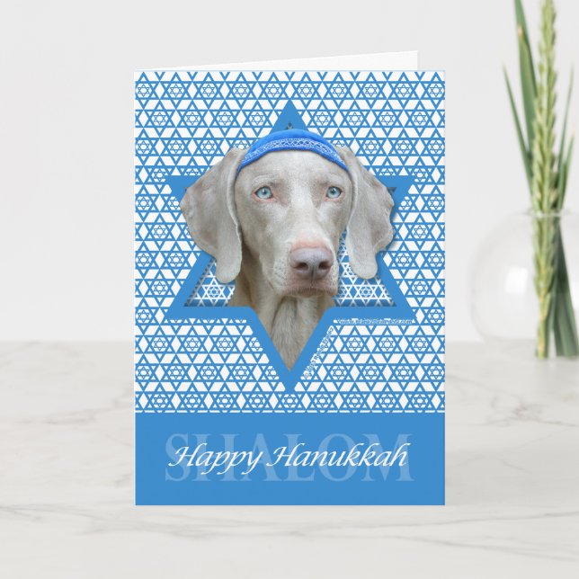Cartão De Festividades Hanukkah Star of David - Weimaraner (Frente)