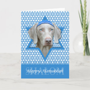 Cartão De Festividades Hanukkah Star of David - Weimaraner