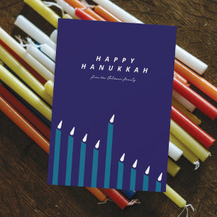 Cartão De Festividades Hanukkah Velas Modernas Minimalistas Azul Marinho