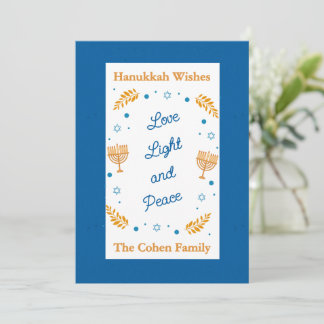 Cartão De Festividades Hanukkah Wishes – Love Light and Peace Family 