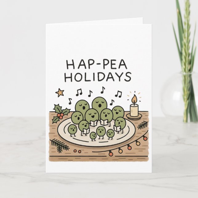 Cartão De Festividades Hap-pea Holidays! Funny Christmas Card (Frente)
