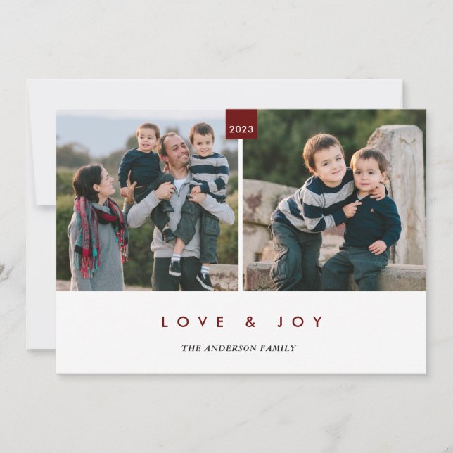 Cartão De Festividades Happiest Holiday Burgundy - Mínimo 2 Foto (Frente)