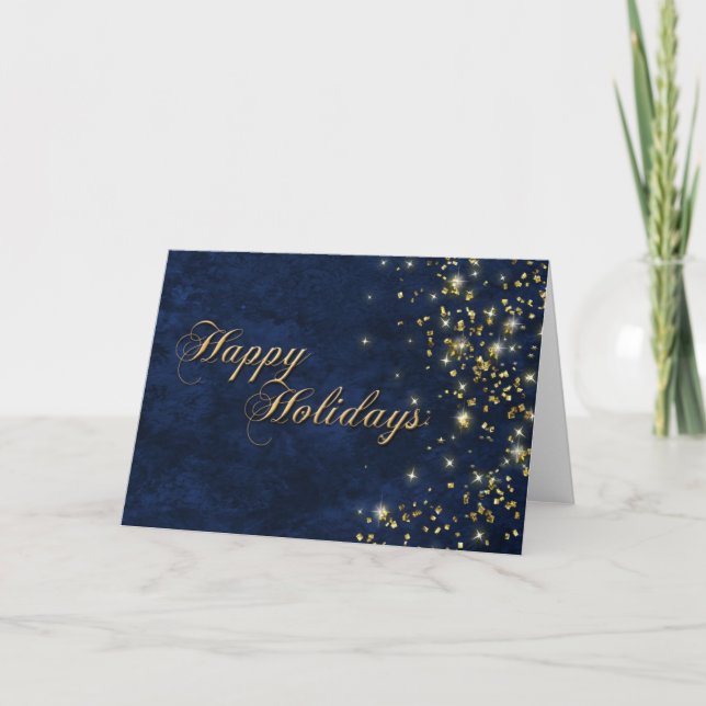 Cartão De Festividades Happly Holidays Greeting Card - SMD Blue & Gold (Frente)