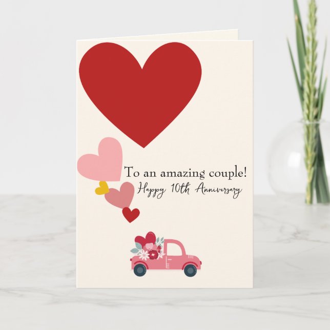 Cartão De Festividades Happy 10th Anniversary love & Joy Anniversary Card (Frente)