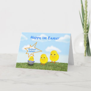 Cartão De Festividades Happy 1st Easter with chicks baby's first Easter