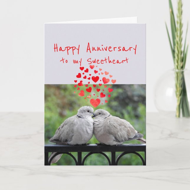 Cartão De Festividades Happy Anniversary to my SweetheartRomantic Birds (Frente)