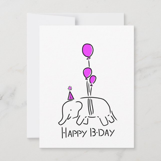 Cartão De Festividades Happy b day olifant rose (Frente)