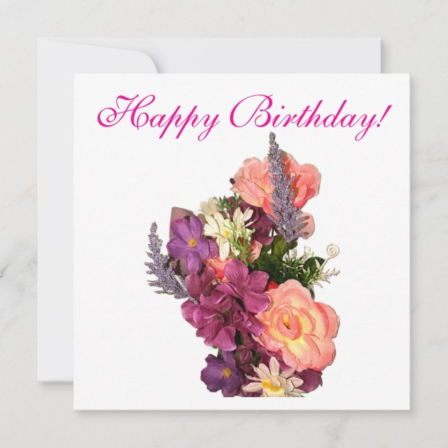 Cartão De Festividades Happy Birthday cute floral Card (Frente)