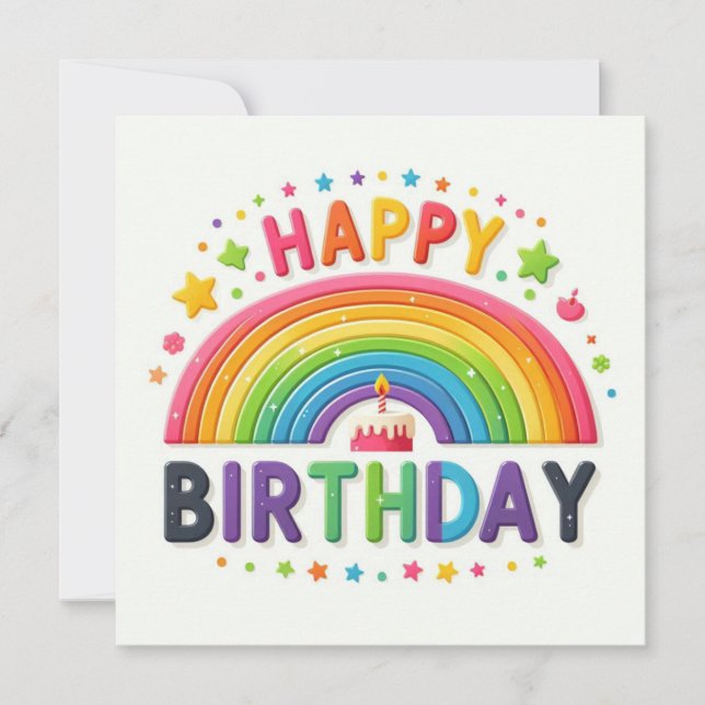 Cartão De Festividades Happy Birthday Flat Holiday Card (Frente)