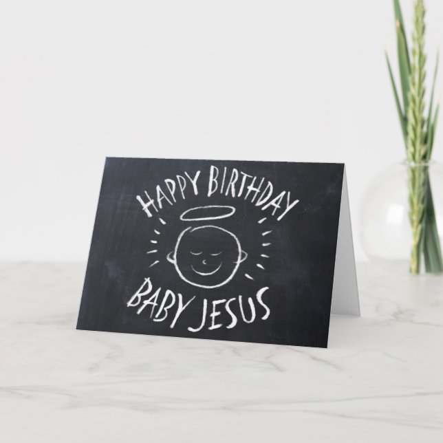 Cartão De Festividades Happy Birthday Jesus - Chalkboard Christmas Card (Frente)