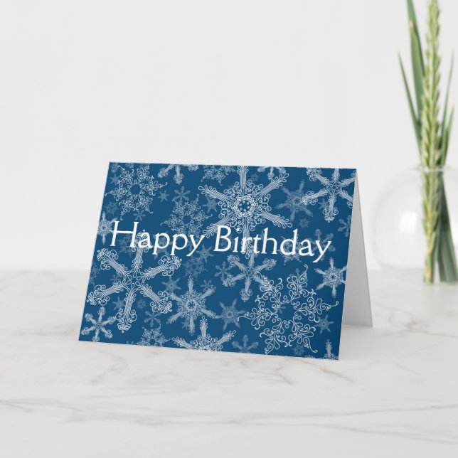Cartão De Festividades Happy Birthday snowflakes (Frente)