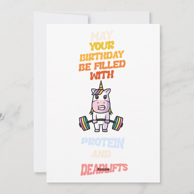 Cartão De Festividades Happy birthdy card protein and deadlift lover  (Verso)