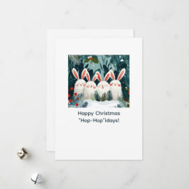 Cartão De Festividades Happy Bunnies Christmas Card with Custom Message