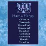 Cartão De Festividades Happy Chanuka<br><div class="desc">Os muitos insultos de Chanuka Chanukah Chanukkah Channukah Hanukah Hannukah Hanukkah Hanukkah Hanuka Hanukka</div>