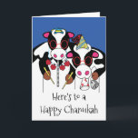 Cartão De Festividades "Happy Chanukah and Happy Moo Year" Greeting Card<br><div class="desc">"Here's to a Happy Chanukah and a Happy Moo Year" Greeting Card with Envelope. To personalize this card simply delete text inside and out and add your own words. Choose your favorite font style, color, size, and wording. Thanks for stopping and shopping by. Much appreciated!!! Happy Chanukah and a Happy...</div>