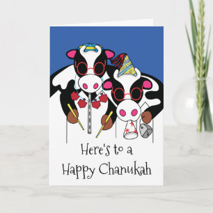 Cartão De Festividades "Happy Chanukah and Happy Moo Year" Greeting Card
