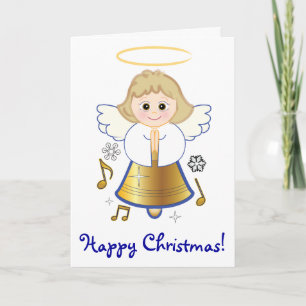 Cartão De Festividades Happy Christmas Bell Angel with Music Notes
