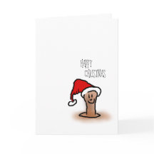 Happy Christmas cartoon worm in a hole in ground