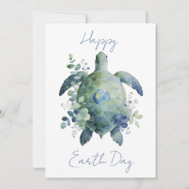 Cartão De Festividades Happy Earth Day Turtle Design