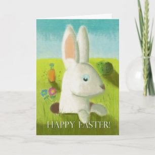 Cartão De Festividades Happy Easter Bunny Meadow Spring Flower Pastel