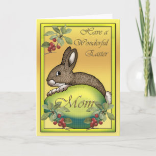 Cartão De Festividades Happy Easter bunny with egg, for Mom