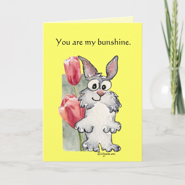 Cartão De Festividades Happy Easter Bunshine Rabbit Tulip Card (Frente)