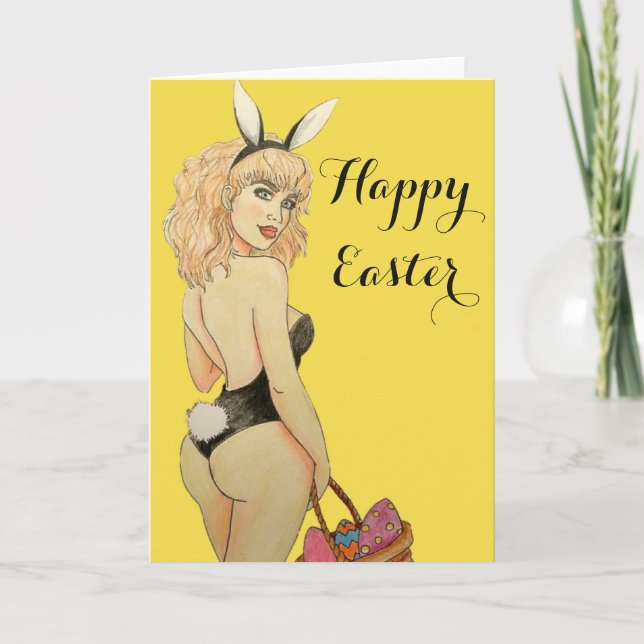 Cartão De Festividades Happy Easter Card Hand-Drawn Art (Frente)