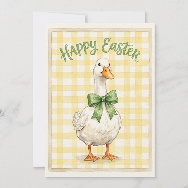 Cartão De Festividades Happy Easter Card With White Duck (Frente)