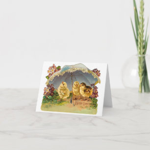 Cartão De Festividades Happy Easter Chicks Vintage