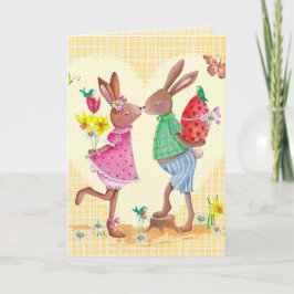 Cartão De Festividades Happy Easter Cute Bunnies | Easter Card