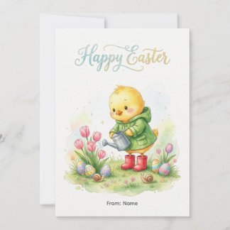 Cartão De Festividades Happy Easter Cute Chick Spring