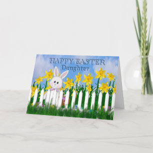 CARTÃO DE FESTIVIDADES HAPPY EASTER - DAFFODILS AND BUNNY - DAUGHTER